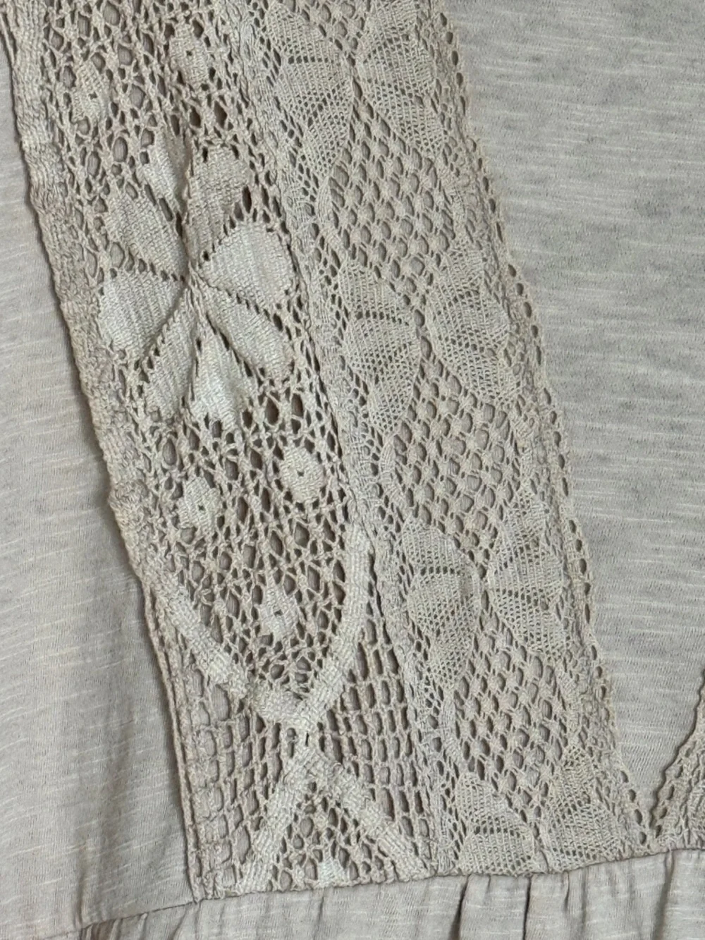 April Cornell Dusty Rose Crochet Lace Trim Open Front Cardigan XL Boho - Picture 8 of 13